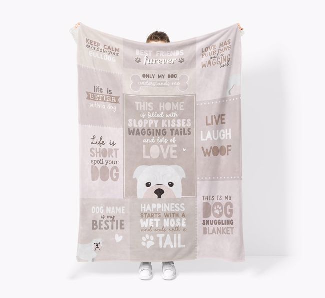 Patchwork Quotes: Personalised {breedFullName} Premium Sherpa Fleece Blanket